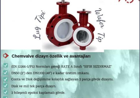Chemvalve PTFE Coated Butterfly Valves